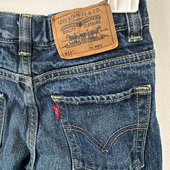Levi's Boy’s Dark Blue 511 Denim Skinny Jeans  - 7x regular - Picture 3 of 7